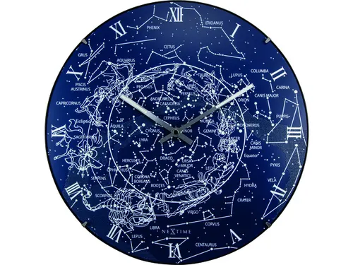 Wandklok NeXtime dia. 35cm bol glas 'Milky Way dome' Romeinse cijfers