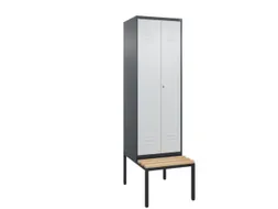 PBM-locker met bank,HxBxD 2120x600x815mm,2vak,vak B 300mm,cil.-slot