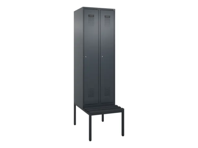 locker met bank,voor scheiding van kleding,HxBxD 2120x600x815mm,2vak