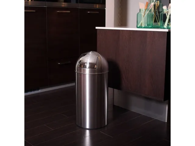 Afvalbak Pushcan 40 liter Mat Chroom