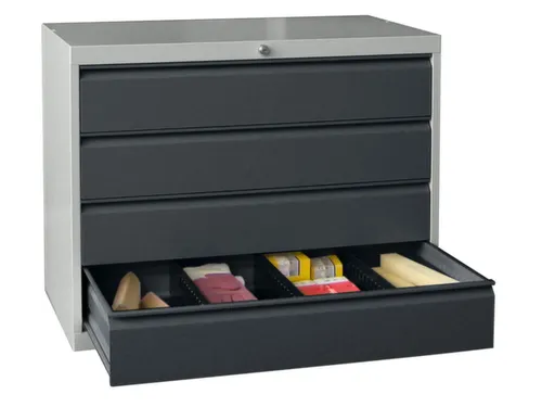 ladekast 800x1023x600mm 4laden cilinderslot RAL7035 front RAL7016