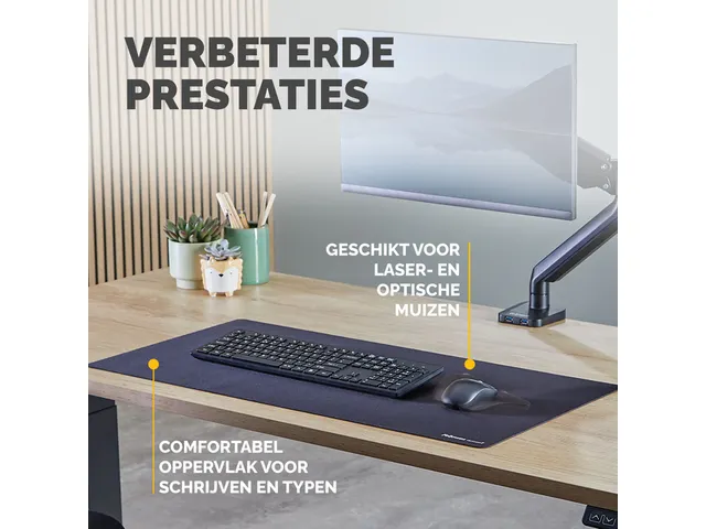 Bureau-onderlegger Fellowes Breyta zwart 80x40cm