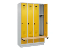 locker met bank,HxBxD 1950x1200x815mm,4vak,vak B 300mm,draaigrendel