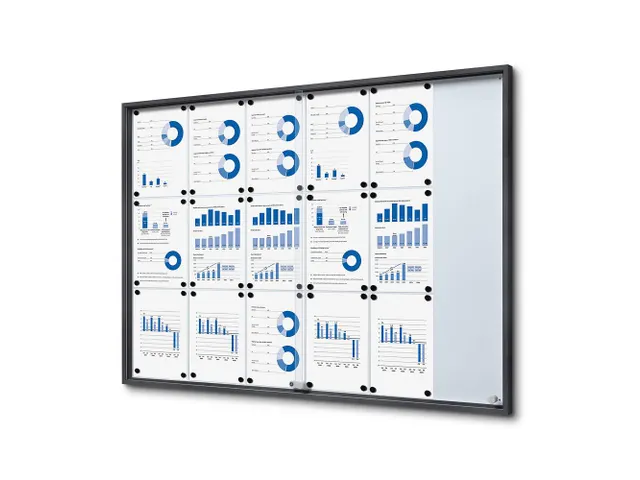 Vergrendelbaar notitiebord Indoor Slim 18xA4 Schuifdeuren Antraciet