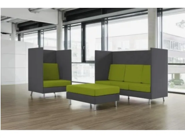 Highback Loungebank 2-Zits Romp Grijs Zitkussen Rood