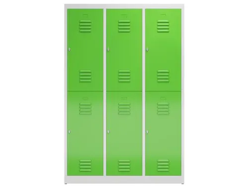 Dubbeldekse garderobekast 1800x1185x500mm 3x2vak 400mm RAL7035 RAL6018