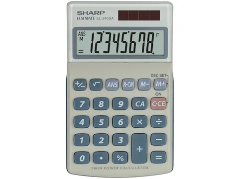 Calculator Sharp-EL240SAB grijs-blauw pocket