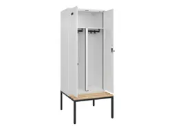 PBM-locker met bank,HxBxD 2120x800x815mm,2vak,vak B 400mm,draaigrendel