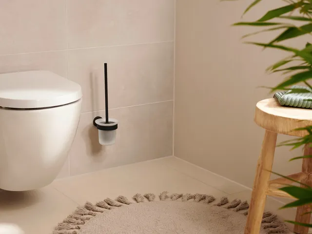 Toiletborstel met wandhouder Tesa Moon 40561 Zwart Zelfklevend