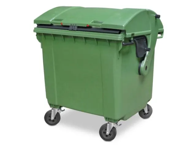 Conteneur à déchets grande capacité couvercle coulissant 1100L vert