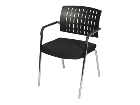 Conferentiestoel 036 4-poots chroom Stof zwart armleuningen