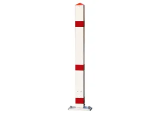 Afzetpaal Vierkant 70X70M Vast Bodemplaat Spitse Kop Wit/rood - 2