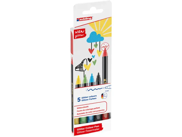 Fineliner edding 1200 fijn glitter assorti set à 5 stuks