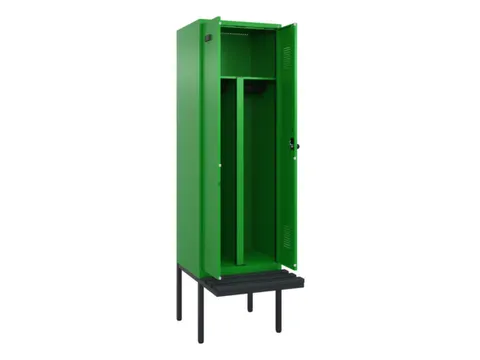 PBM-locker met bank,HxBxD 2120x600x815mm,2vak,vak B 300mm,draaigrendel