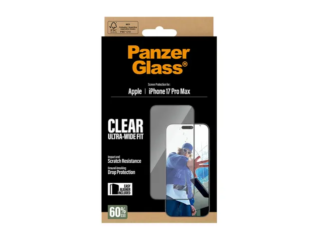 PanzerGlass Screen Protector iPhone 17 Pro Max | Ultra-Wide Fit w.