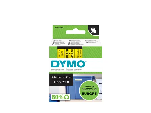 Labeltape Dymo 53718 D1 S720980 24mmx7m zwart op geel