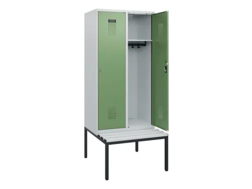 locker met bank,HxBxD 1950x800x815mm,2vak,vak B 400mm,cilinderslot