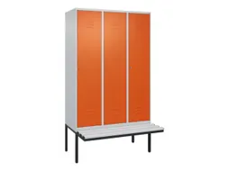 locker met bank,HxBxD 2120x1200x815mm,3vak,vak B 400mm,cil.-slot