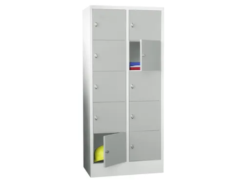 lockerkast,HxBxD 1850x800x500mm,2x5vakken,RAL7035,front RAL5010