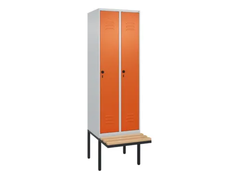 locker met bank,HxBxD 2120x600x815mm,2vak,vak B 300mm,draaigrendel