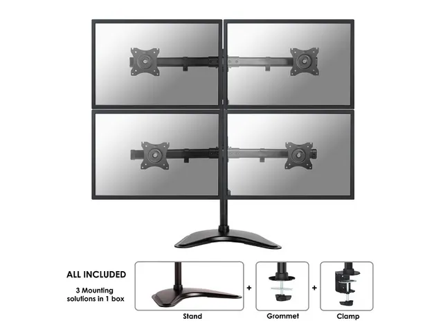 Newstar Monitorarm 4 Schermen 27 Inch Zwart Nm-d335d4black