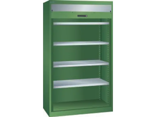 zwaarlast-roldeurkast,HxBxD 1950x1100x641mm,4xStalen bodem,lak RAL6011