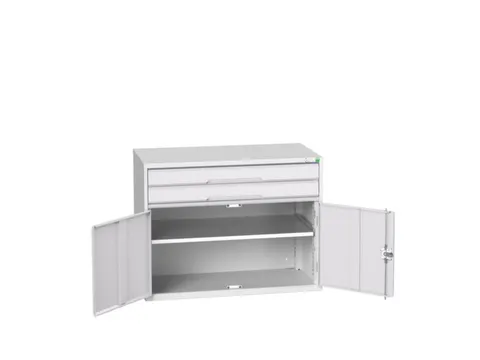 ladekast HxBxD 800x1050x550mm 2laden 2deuren RAL7035 front RAL7035