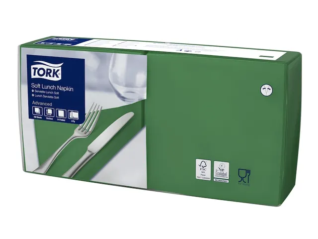 Tork 477413 Soft Lunchservet Advanced Donkergroen 33x33cm