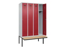 locker met bank,HxBxD 2120x1200x815mm,4vak,vak B 300mm,cilinderslot