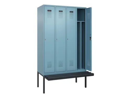 locker met bank,voor scheiding van kleding,HxBxD 2120x1200x815mm,4vak
