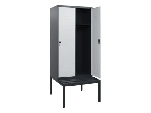 locker met bank,HxBxD 1950x800x815mm,2vak,vak B 400mm,draaigrendel