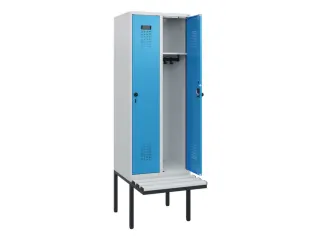 locker met bank,HxBxD 1950x600x815mm,2vak,vak B 300mm,draaigrendel - 1