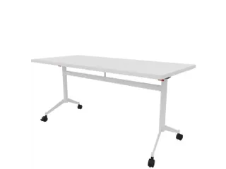 klaptafel,HxBxD 750x1600x700mm,hoekig,T-voet wit,ovale buis,blad wit - 1