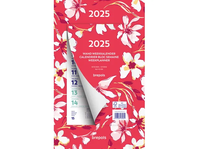 Weekkalender 2027 Brepols 190x130 7dagen/1pagina Fantasie assorti