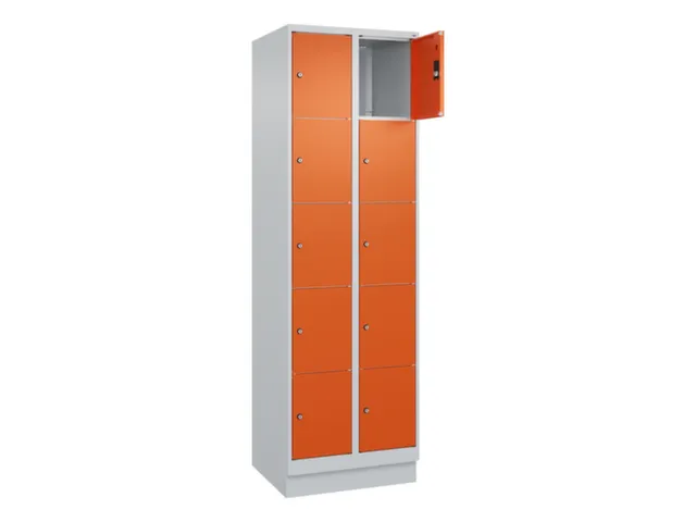 lockerkast,HxBxD 1950x600x500mm,2x5vakken,vak B 300mm,cil.-slot,sokkel
