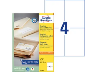Etiket Avery Zweckform LR3483 105x148mm A6 recycled Wit 400 stuks - 1