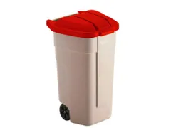Mobiele container 100 Liter Beige Rood