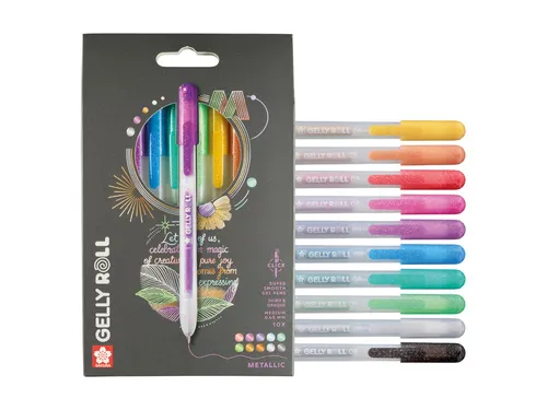 Gelschrijver Sakura Gelly Roll Metallic 08 klikfunctie assorti 10st