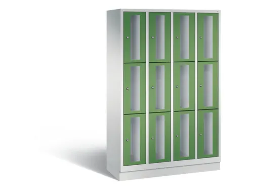 Lockerkast 1800x1190x500mm 4x3 vakken Cilinderslot, Sokkel, RAL6011