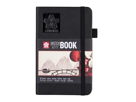 Schetsboek Sakura 80 witte vellen 140gr 90x140mm zwart