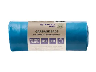 Donau Eco vuilniszak met handvatten LDPE 30 micron 60L 10 stuks blauw - 1