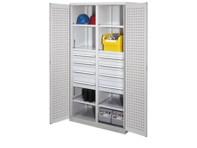 Materiaalkast Scheidingswand Geperf. 1950x1000x600mm 6legborden 8laden