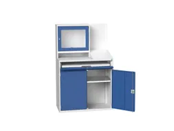 pc-kast monitorvak 1650x1050x550mm toetsenbordblad RAL7035+RAL5010