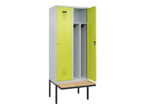 locker met bank,voor scheiding van kleding,HxBxD 2120x800x815mm,2vak