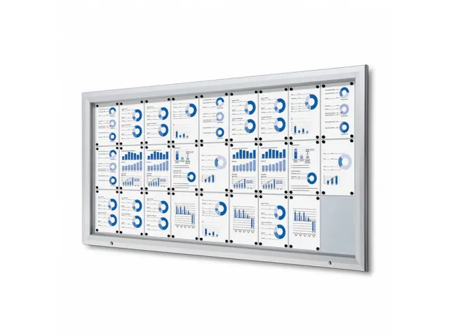Vitrinekast mededelingenbord Outdoor 27xA4 met gasveer Zilver