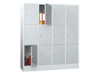 lockerkast,HxBxD 1850x1600x500mm,4x3vakken,RAL7035,front RAL6011 - 1