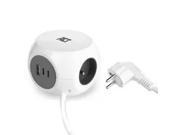 Stekkerblok ACT 3 voudig inclusief 2x USB C/A 1.5 meter wit/grijs FR/B