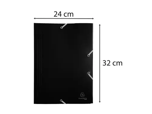 Elastomap A4 Zwart 3 Kleppen Polypropyleen 4/10de Ondoorschijnend