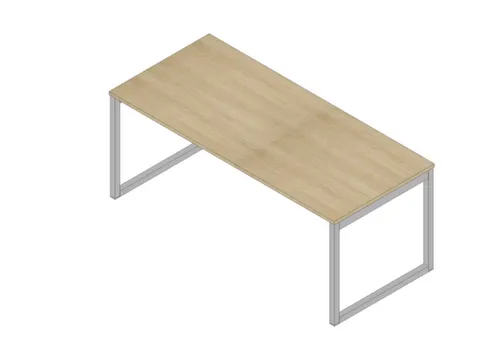 bureau,HxBxD 730x1800x800mm,blad eiken,sledeframe aluminium