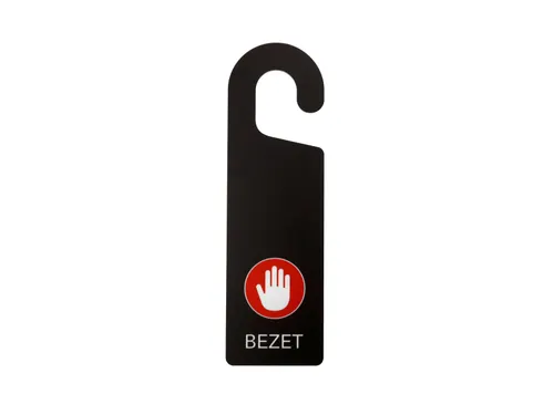 Kunststof deurhanger 250x75mm Vrij - Bezet Zwart 10 stuks